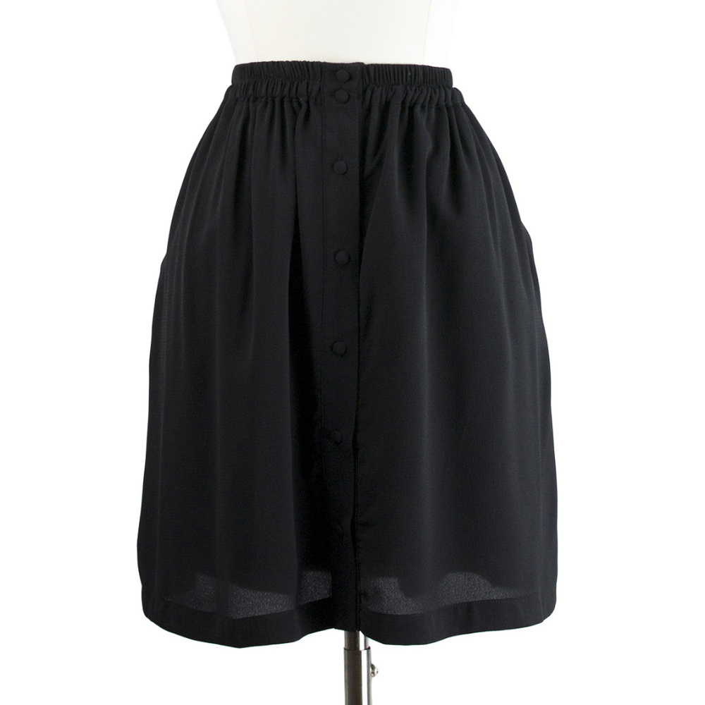 Pepaloves | Black Button Front Crepe Textured Mini Skirt, NWT